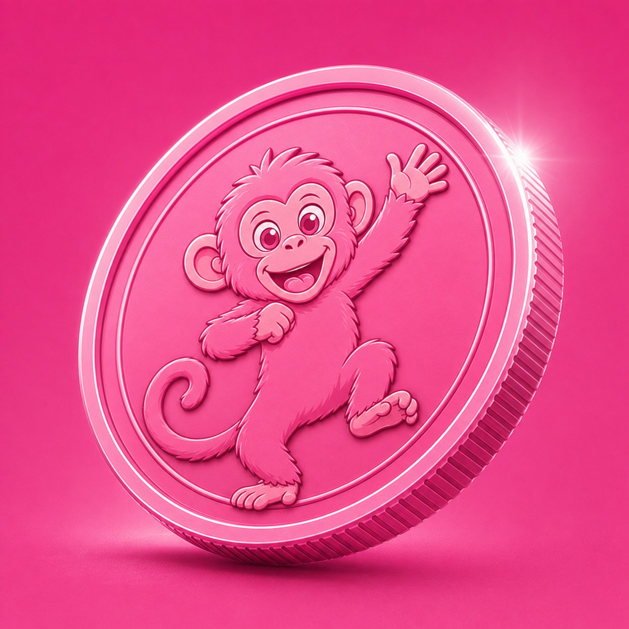 Pink Ape Coin mascot on a pink coin